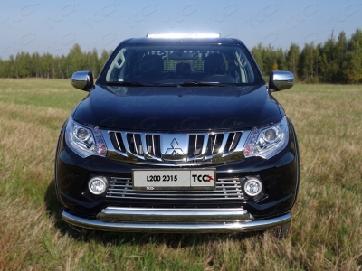 Защита передняя двойная 76-75 мм ТСС для Mitsubishi L200 2015-2019