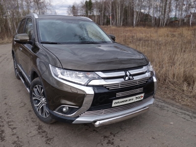 Накладка решётки радиатора нижняя 12 мм ТСС для Mitsubishi Outlander 2015-2018