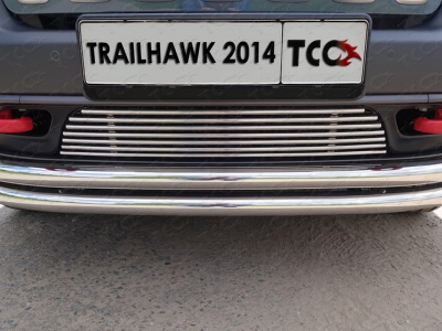 Накладка решётки радиатора 12 мм ТСС для Jeep Cherokee Trailhawk 2014-2021