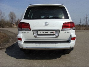 Защита заднего бампера овальная 75х42 мм для Lexus LX-570 № LEXLX57012-07